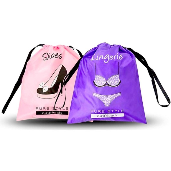 Travel Drawstring Bag Set: Shoe + Lingerie - Picture 1 of 4